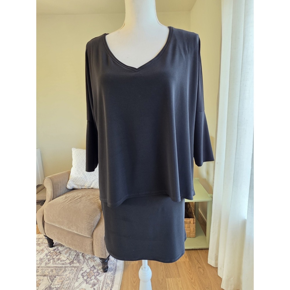 Joseph Ribkoff Dress Size 6 Black Above Knee Long Sleeve